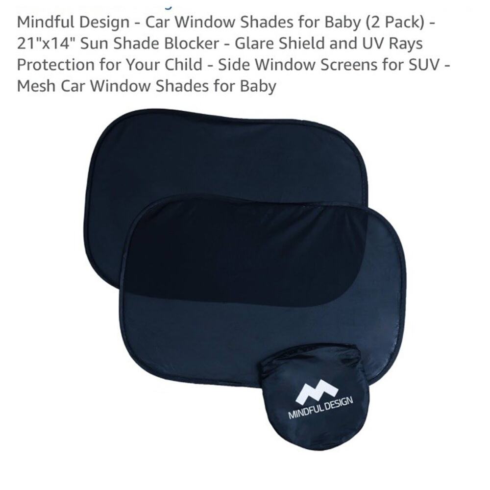 Car Window Shades for Baby (2 Pack) - 21"x14" Sun Shade Blocker - Glare Shield